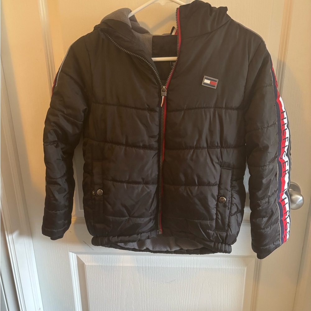 Tommy Hilfiger Kids Black and Gray Jacket Unisex 8